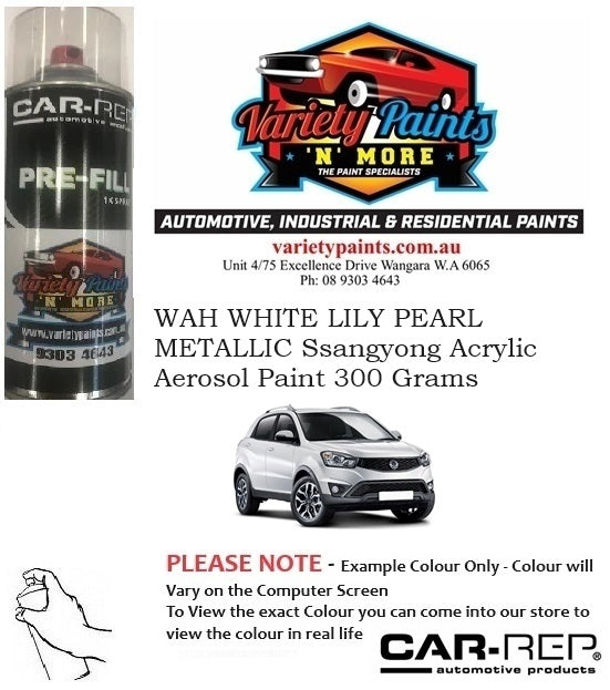 WAH WHITE LILY PEARL METALLIC Ssangyong ACRYLIC Aerosol Paint 300 Grams