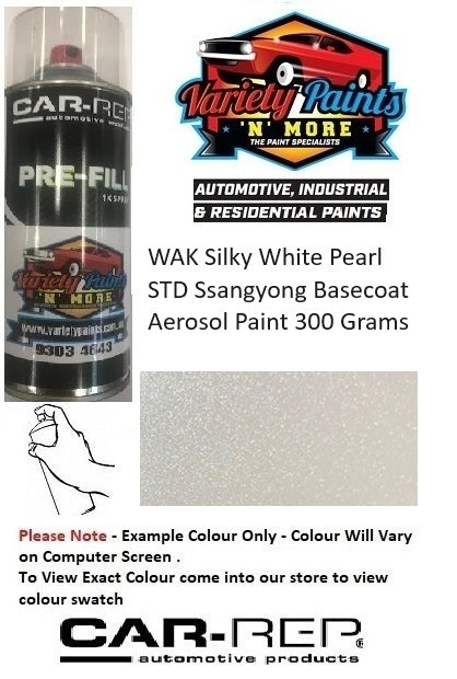 WAK Silky White Pearl STD Ssangyong Basecoat Aerosol Paint 300 Grams
