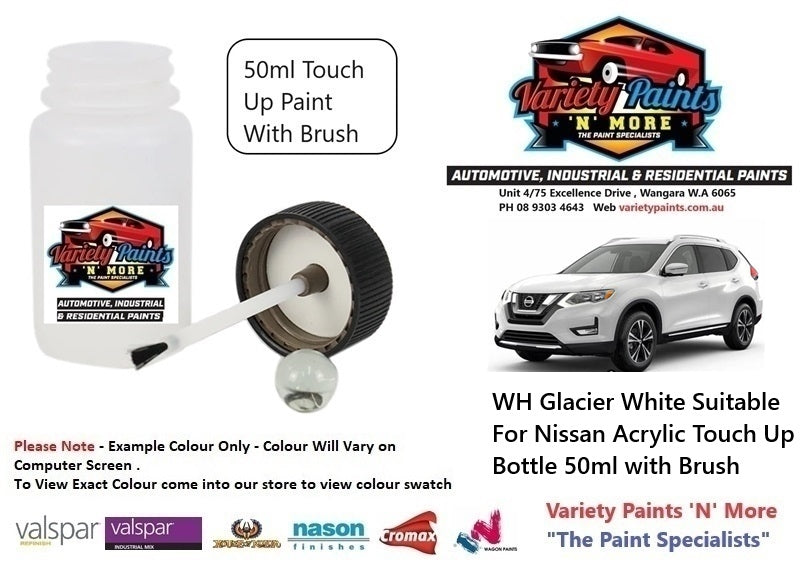 WH Glacier White Suitable For Nissan Acrylic Touch Up Bottle 50ml with Brush