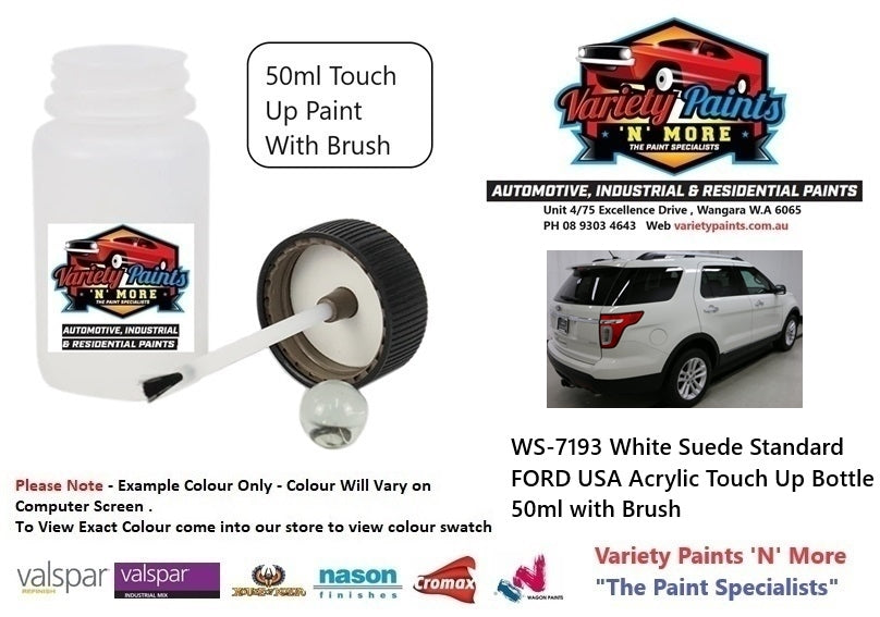 WS-7193 White Suede Standard FORD USA Acrylic Touch Up Bottle 50ml with Brush
