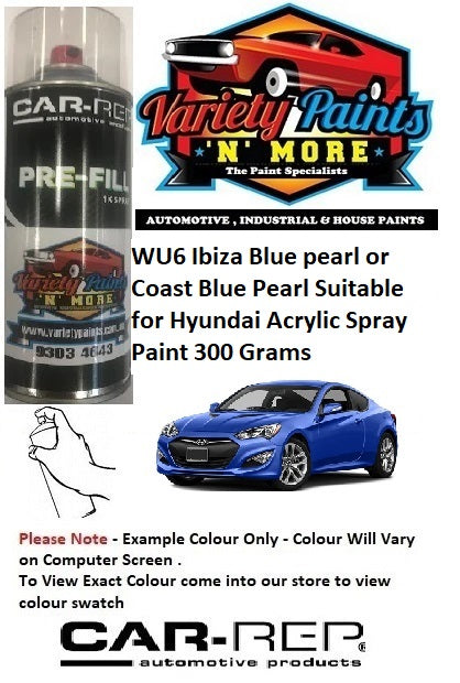 WU6 Ibiza Blue pearl or Coast Blue Pearl Suitable for Hyundai ACRYLIC Spray Paint 300 Grams