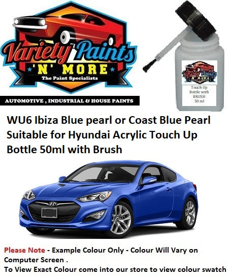 WU6 Ibiza Blue pearl or Coast Blue Pearl Suitable for Hyundai Acrylic Touch Up Bottle 50ml with Brush