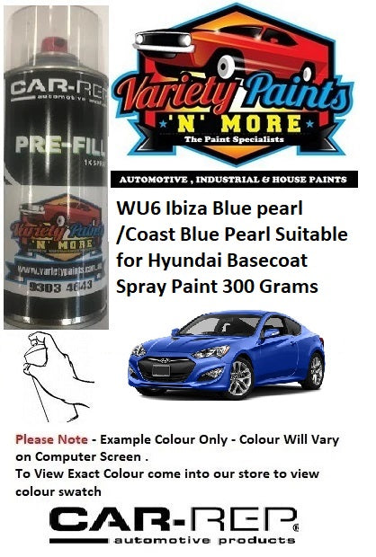 WU6 Ibiza Blue pearl or Coast Blue Pearl Suitable for Hyundai Basecoat Spray Paint 300 Grams