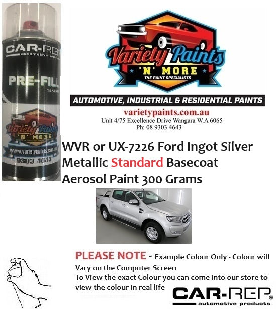 WVR / UX-7226 Ford Ingot Silver Metallic Standard BASECOAT Aerosol Paint 300 Grams