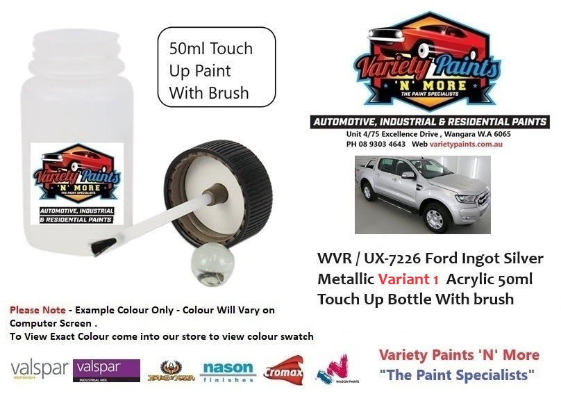 WVR / UX-7226 Ford Ingot Silver Metallic Variant 1 Acrylic 50ml Touch Up Bottle With brush