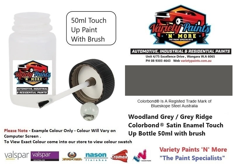 Woodland Grey/Grey Ridge/Slate Grey Satin Colorbond® Enamel Touch Up Bottle 50ml with brush