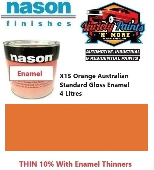 X15 Orange Australian Standard Gloss Enamel Orange 4 Litre