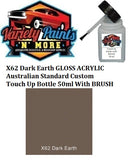 X62 Dark Earth GLOSS ACRYLIC Australian Standard Custom Touch Up Bottle 50ml