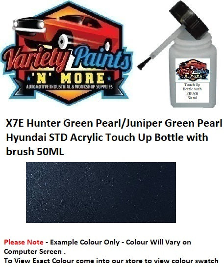 X7E Hunter Green Pearl/Juniper Green Pearl Hyundai STD ACRYLIC Touch Up Bottle 50ml with brush Grams