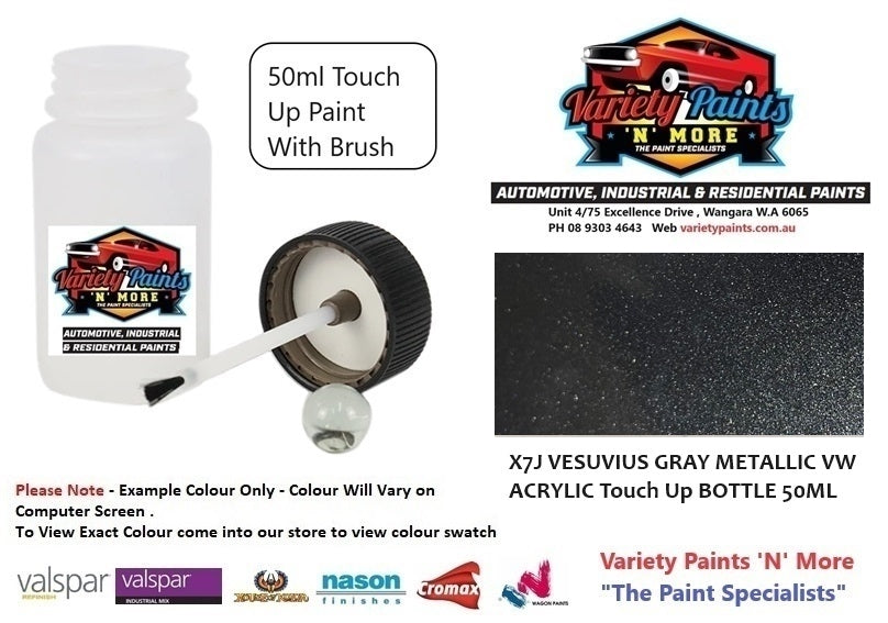 X7J VESUVIUS GRAY METALLIC VW ACRYLIC Touch Up BOTTLE 50ML