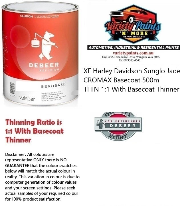 XF Harley Davidson Sunglo Jade CROMAX Basecoat 500ml METAL TIN