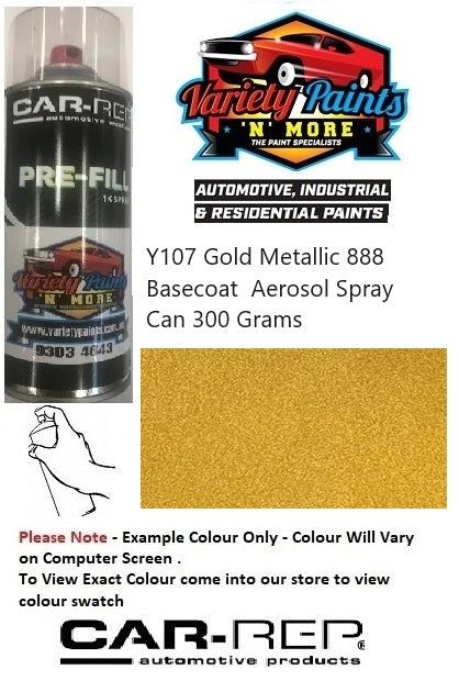 Y107 Gold Metallic Gloss Acrylic Aerosol Spray Can 300 Grams