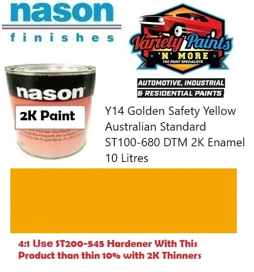 Y14 Golden Safety Yellow Australian Standard ST100-680 DTM 2K 10 Litres