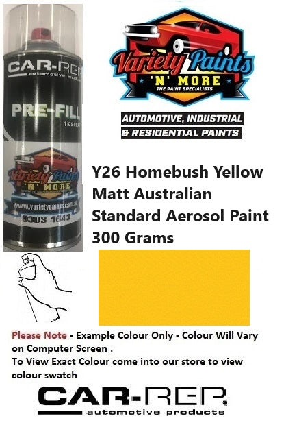 Y26 Homebush Yellow Matt Australian Standard Aerosol Paint 300 Grams