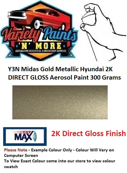Y3N Midas Gold Metallic Hyundai 2K Direct Gloss Aerosol Paint 300 Grams