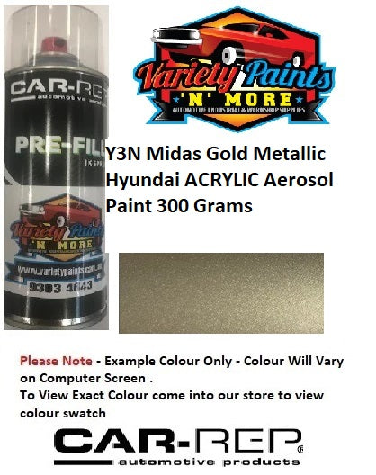 Y3N Midas Gold Metallic Hyundai STD ACRYLIC Aerosol Paint 300 Grams