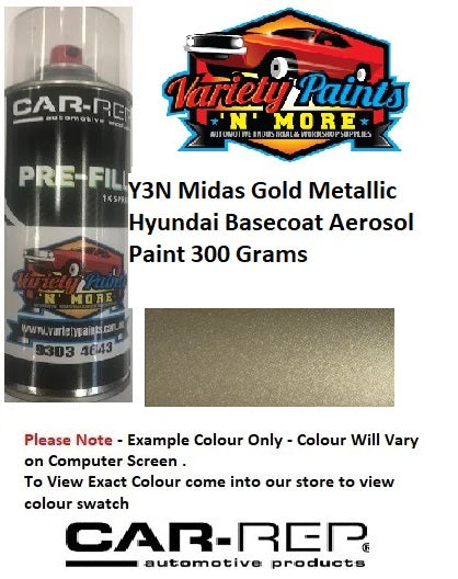 Y3N Midas Gold Metallic Hyundai BASECOAT Aerosol Paint 300 Grams