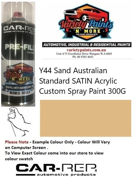 Y44 Sand Australian Standard SATIN Acrylic Custom Spray Paint 300G