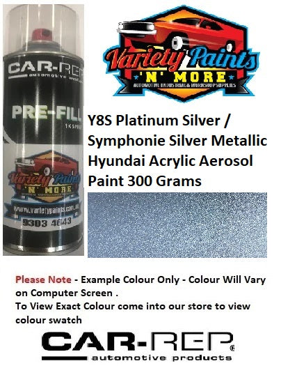 Y8S Platinum Silver / Symphonie Silver Metallic Hyundai Acrylic Aerosol Paint 300 Grams