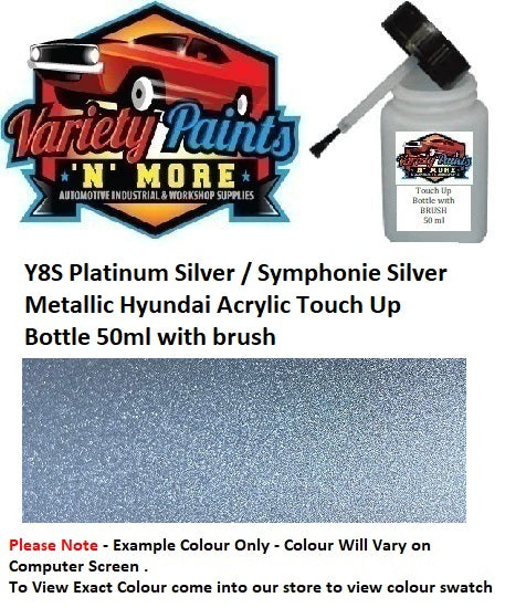 Y8S Platinum Silver / Symphonie Silver Metallic Hyundai Acrylic Touch Up Bottle 50ml with brush