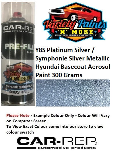 Y8S Platinum Silver / Symphonie Silver Metallic Hyundai Basecoat Aerosol Paint 300 Grams
