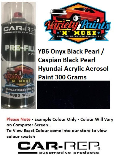 YB6 Onyx Black Pearl / Caspian Black Pearl Hyundai Acrylic Aerosol Paint 300 Grams