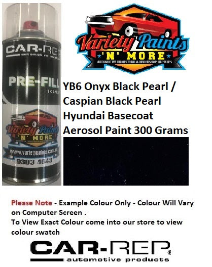 YB6 Onyx Black Pearl / Caspian Black Pearl Hyundai Basecoat Aerosol Paint 300 Grams