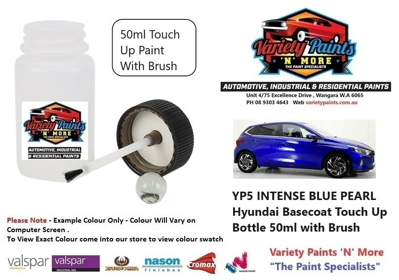 YP5 INTENSE BLUE PEARL Hyundai Basecoat Touch Up Bottle 50ml with Brush