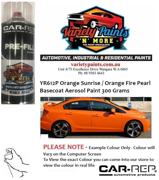 YR612P Orange Sunrise / Orange Fire Pearl HONDA Basecoat Aerosol Paint 300 Grams