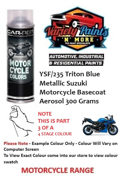 YSF/235 Triton Blue Metallic Suzuki Motorcycle Basecoat Aerosol 300 Grams STEP 3