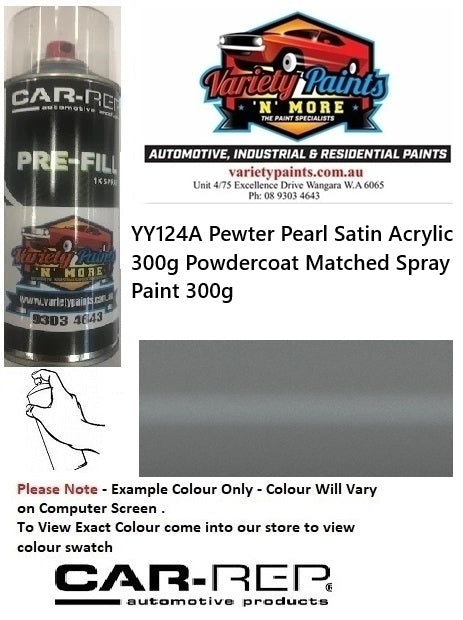 YY124A Pewter Pearl Satin Acrylic 300g Powdercoat Matched Spray Paint 300g