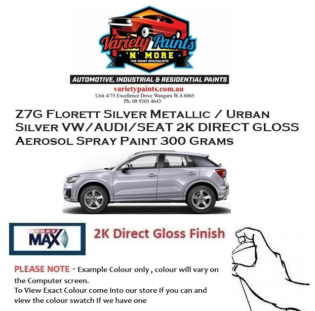 Z7G Florett Silver Metallic / Urban Silver VW/AUDI/SEAT 2K DIRECT GLOSS Aerosol Spray Paint 300 Grams