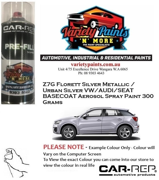 Z7G Florett Silver Metallic / Urban Silver VW/AUDI/SEAT BASECOAT Aerosol Spray Paint 300 Grams