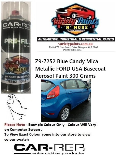 Z9-7252 Blue Candy Mica Metallic FORD USA Basecoat Aerosol Paint 300 Grams