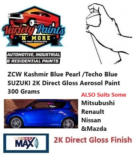 ZCW Kashmir Blue Pearl /Techo Blue SUZUKI 2K Direct Gloss Aerosol Paint 300 Grams 1IS 31A