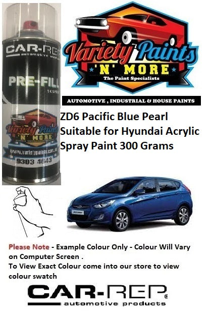 ZD6 Pacific Blue Pearl Suitable for Hyundai Acrylic Spray Paint 300 Grams
