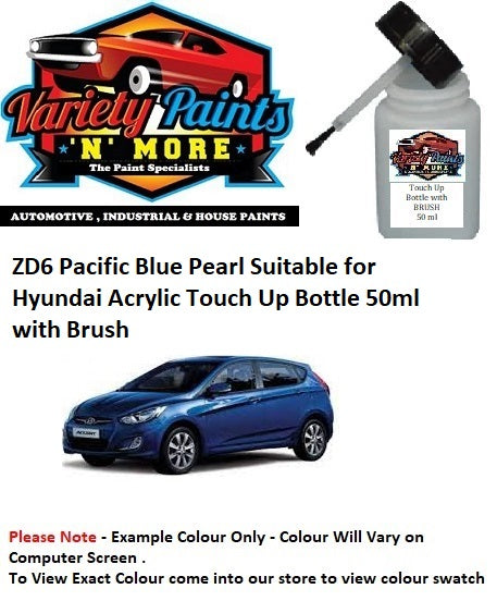 ZD6 Pacific Blue Pearl Suitable for Hyundai Acrylic Touch Up Bottle 50ml with Brush