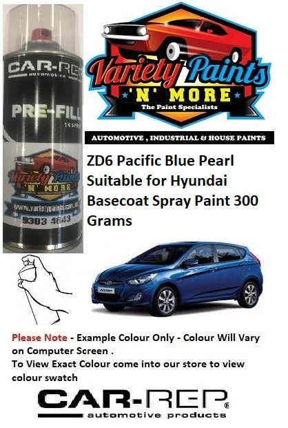 ZD6 Pacific Blue Pearl Suitable for Hyundai Basecoat Spray Paint 300 Grams