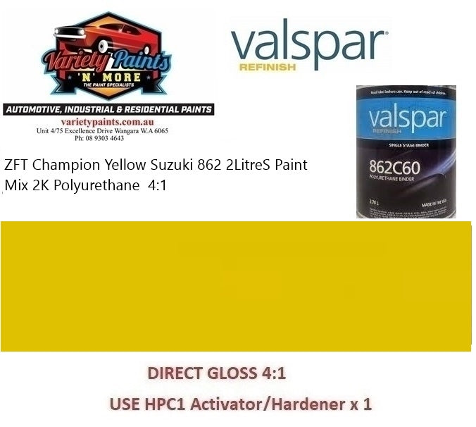 ZFT Champion Yellow Suzuki 862 2LitreS Paint Mix 2K Polyurethane  4:1