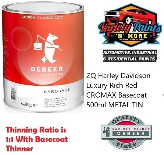 ZQ Harley Davidson Luxury Rich Red CROMAX Basecoat 500ml METAL TIN