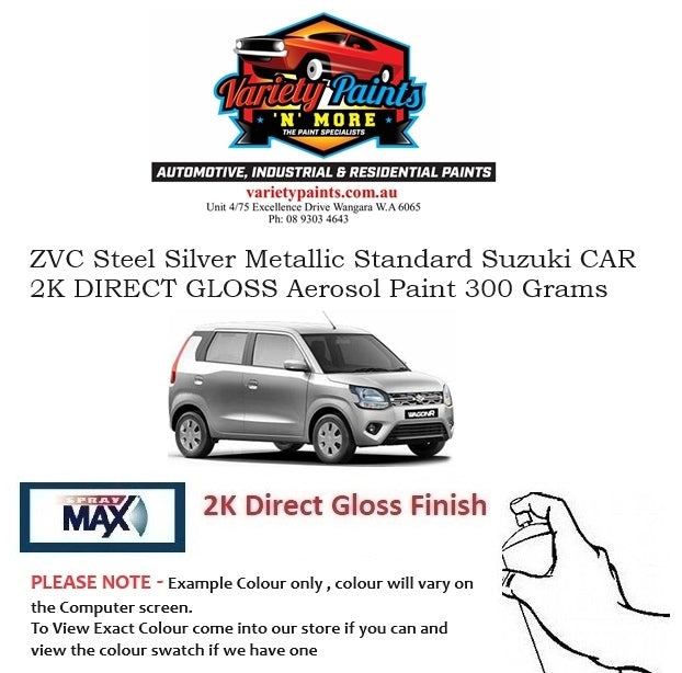 ZVC Steel Silver Metallic Standard Suzuki CAR 2K Direct Gloss Aerosol Paint 300 Grams