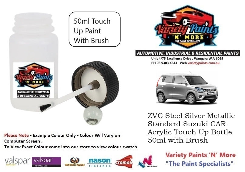 ZVC Steel Silver Metallic Standard Suzuki CAR Acrylic Touch Up Bottle 50ml with Brush