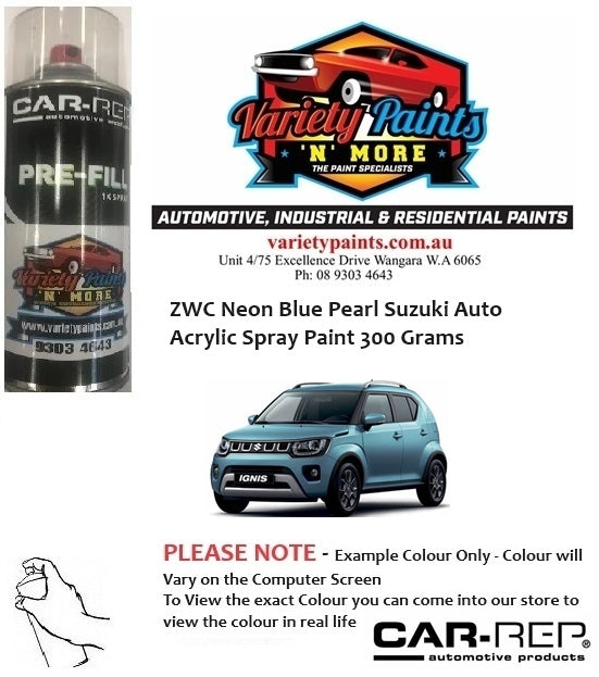 ZWC Neon Blue Pearl Suzuki Auto Acrylic Spray Paint 300 Grams