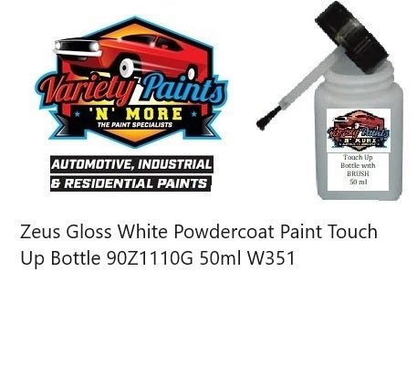 Zeus® Gloss White Powdercoat Matched  Paint Touch Up Bottle 90Z1110G 50ml W351