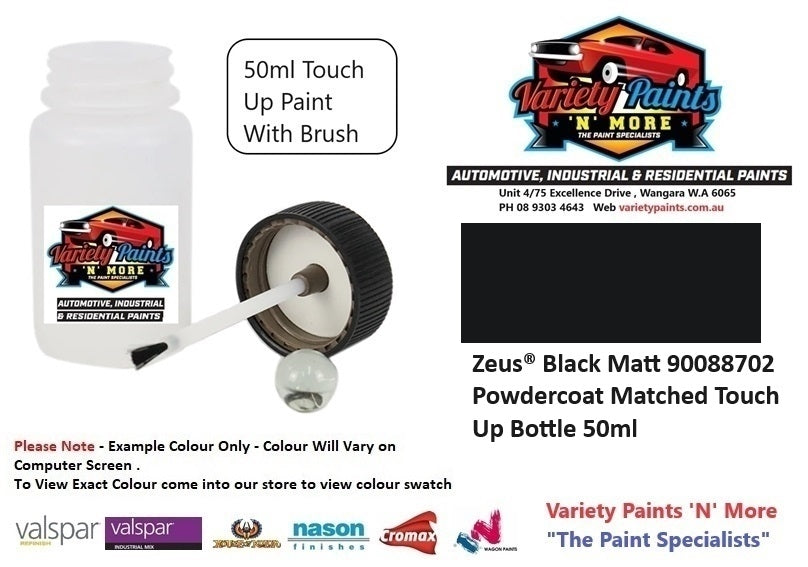 Zeus® Black Matt 90088702 Powdercoat Matched Touch Up Bottle 50ml