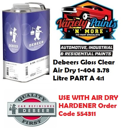 Debeers Gloss Clear Air Dry 1-404 3.78 Litre PART A 4:1