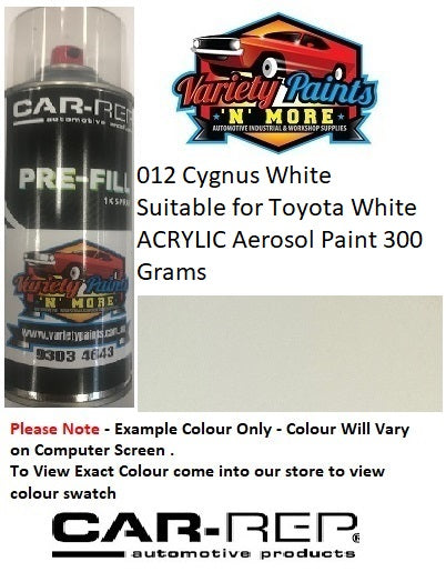012 Cygnus White Suitable for Toyota ACRYLIC Aerosol Paint 300 Grams