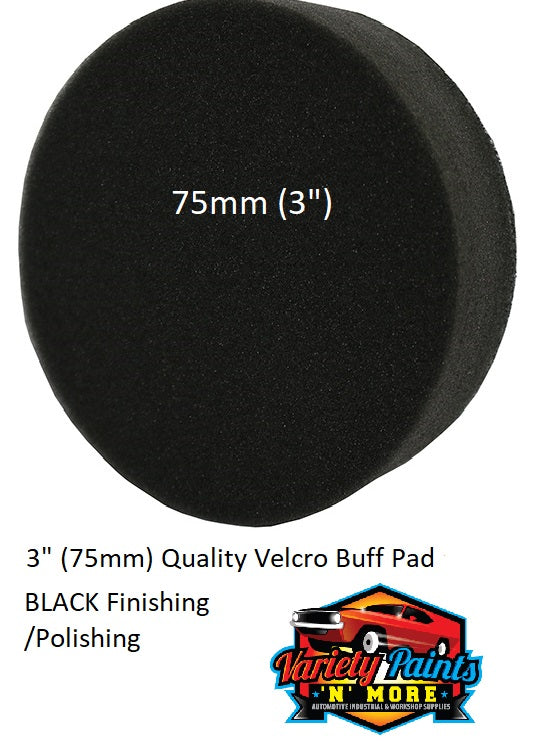 GRP 75mm Velcro Foam Buff Pad BLACK - Finishing
