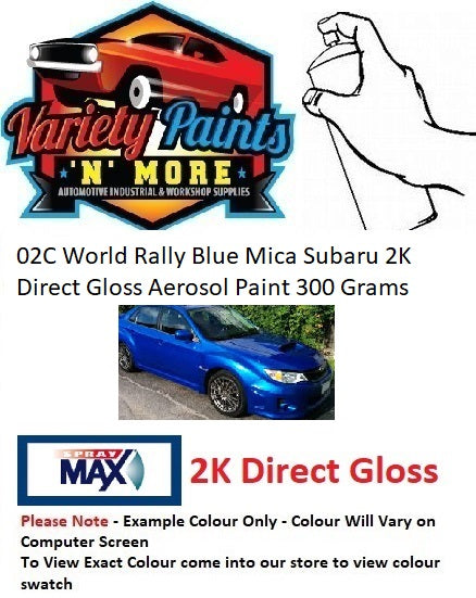 02C World Rally Blue Mica Subaru 2K Direct Gloss Aerosol Paint 300 Grams