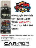 040 Acrylic Suitable for Toyota Super White VARIANT 2 Touch Up Paint 300 Grams